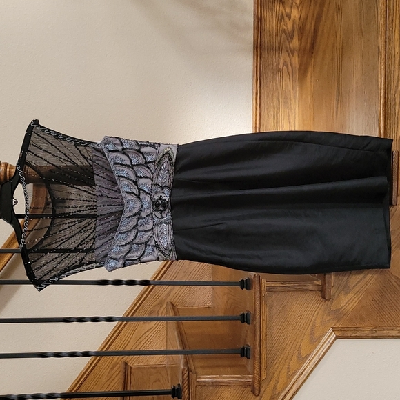 Sue Wong Nocturne Black Beaded Bodice Cocktail Dress - Picture 4 of 15
